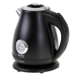 Camry CR 1344b Retro Wasserkocher mit Thermometer, 1,7 L Edelstahl Wasserkocher mit analoger Temperaturanzeige, 360° Basis, Kalkfilter, Teekocher für Tee, Kaffee, Schwarz