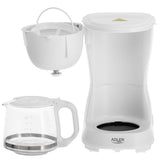 Adler AD 4381 Filterkaffeemaschine, kompakte Kaffeemaschine für gemahlenen Kaffee, 0,6 l Glaskanne, Warmhaltefunktion, Tropfstopp, 600 W, Weiß