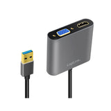 LogiLink USB 3.0-Adapter USB-A/M zu HDMI-A/F + VGA/F, 1080p, schwarz, 0,15 m