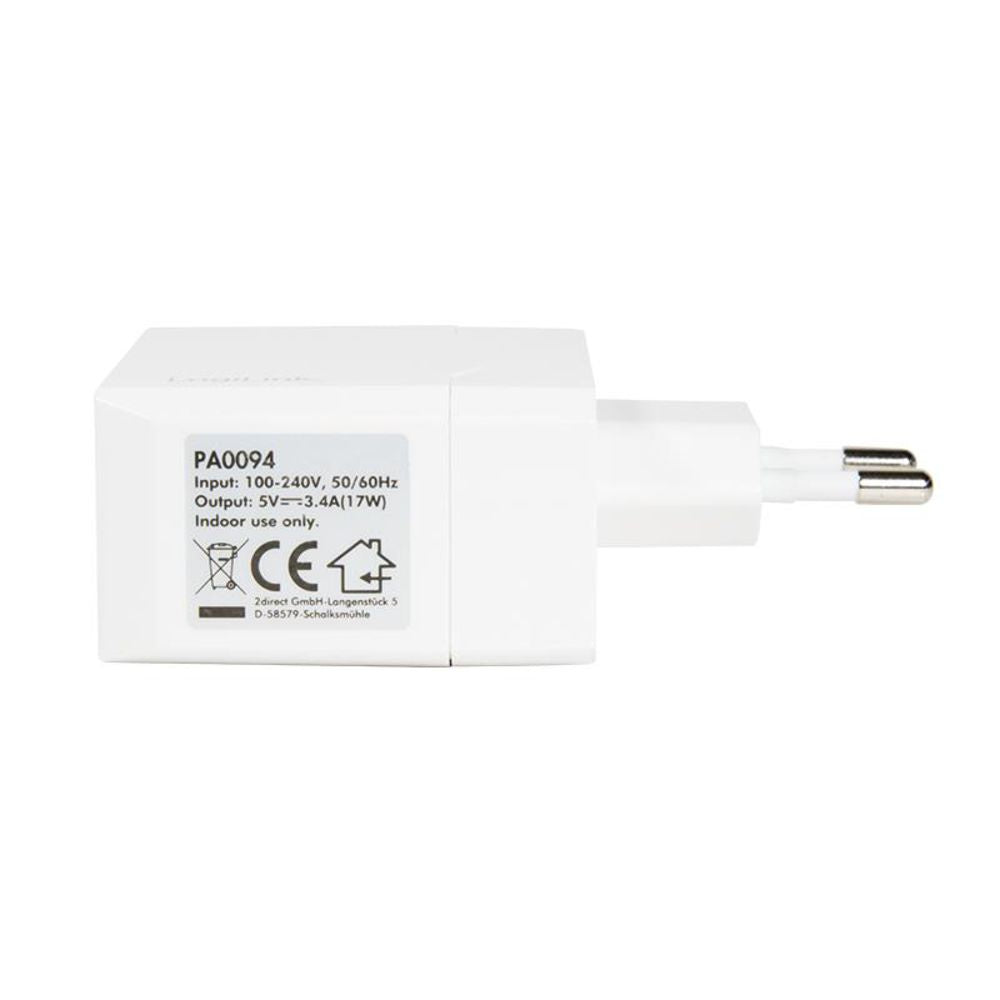 LogiLink Steckdosenadapter Dual-USB mit 2x USB-A, 17W, Weiß