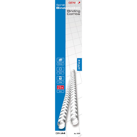 GENIE Spiralbinderücken Plastikbinderücken DIN A4 10 mm, 25 Stk.