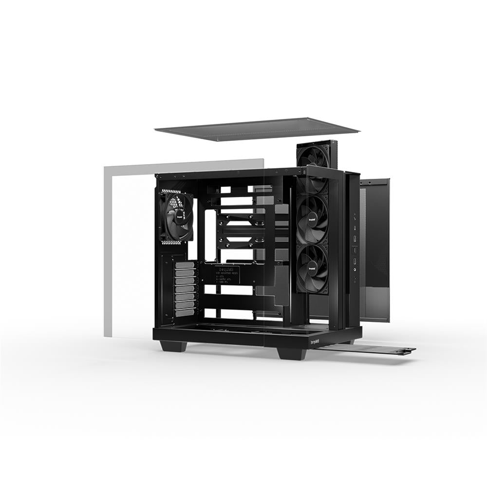 be quiet! Light Base 500 Black PC-Gehäuse vollständig verglaste Front und Seitenfenster Show Case