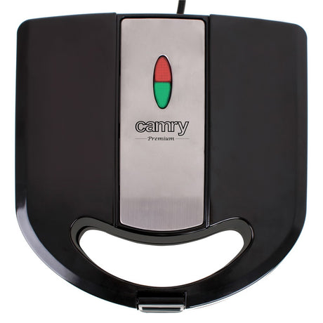 Camry CR 3063 Sandwichmaker 3-in-1, Kontaktgrill und Nusskuchen-Maker, wechselbare Antihaft-Platten, 750 W, Cool-Touch-Griff, vertikal lagerbar, Schwarz-Silber