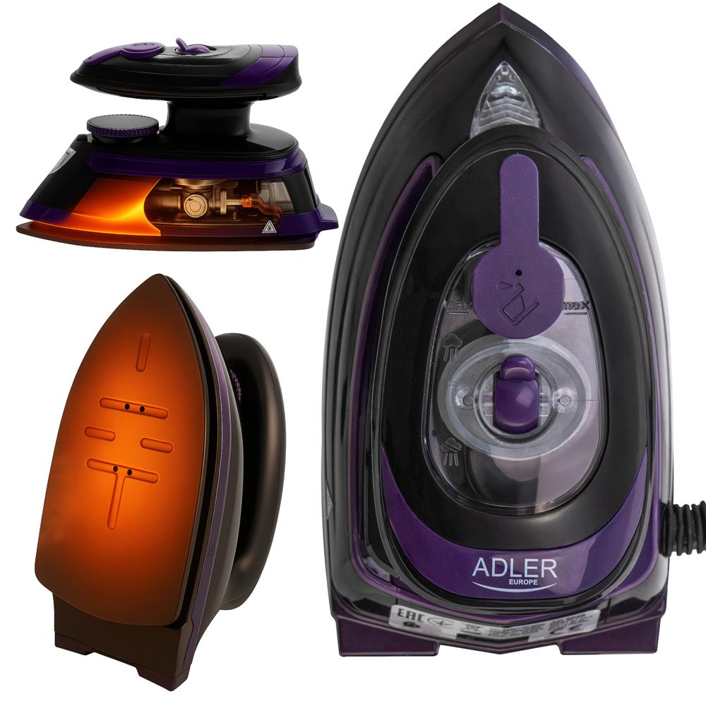 Adler AD 5049 Reise- und Dampfbügeleisen Schwarz Trockenbügeln genaue Temperaturkontrolle kompakt