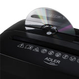 Adler AD 1037 Aktenvernichter, Papiervernichter P-4 für 6 Blatt A4, Schredder für Dokumente, CDs, DVDs und Kreditkarten, 13 l, schwarz