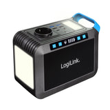 LogiLink Tragbare Powerstation 200 W, 40.000 mAh, 7 Anschlüsse, LED-Licht, Schwarz/Blau