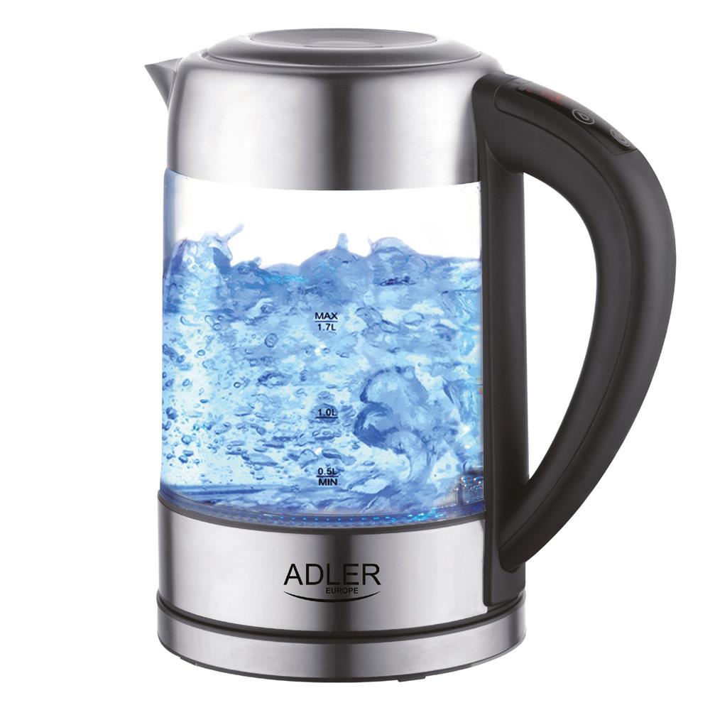 Adler AD 1247 Wasserkocher, 1,7 Liter, 2200 Watt, mit Display und Temperatureinstellung