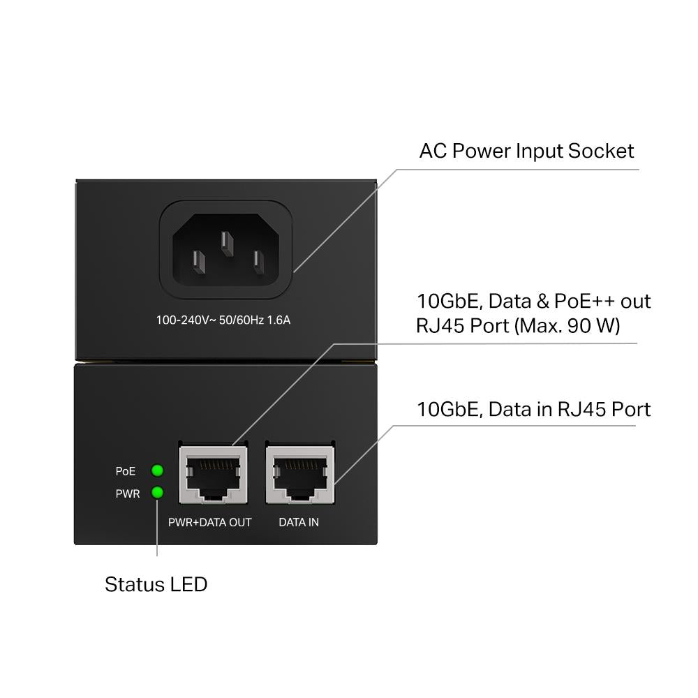 TP-Link POE380S PoE++ Injector 90W Multi Gigabit 10G PoE Injektor
