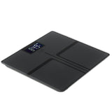 Adler AD 8194S Personenwaage Digital bis 180 kg, USB-C Akku Waage mit LCD Display, 100 g Genauigkeit, Glaswaage für Bad & Körpergewicht, dunkel Grau gestreift