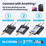 GRAUGEAR Bidirektionale Klonstation für M.2 SATA M2 NVMe SSDs und 2,5"/3,5" HDDs/SSDs Festplatten