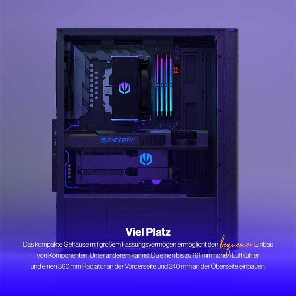 ENDORFY Ventum 200 Solid, ATX PC-Gehäuse, inkl. 1x 120mm PWM-Lüfter, Frontblende aus Mesh | EY2A001