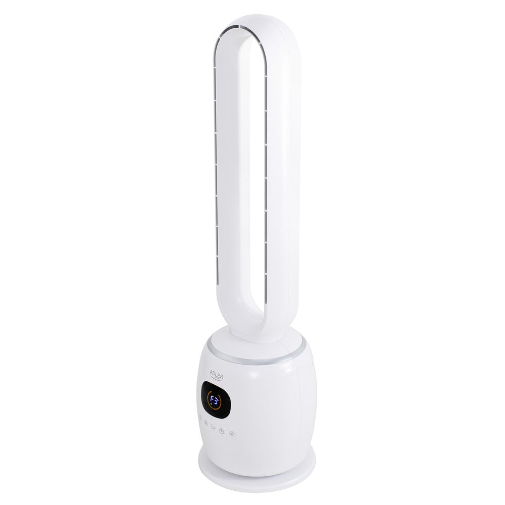 Adler AD 7344 blattloser Turmventilator, 86 cm, mit Fernbedienung, 60°-Schwenkbereich, 3 Geschwindigkeitsstufen, 3 Betriebsmodi, 1–12-Stunden-Timer, LED-Display