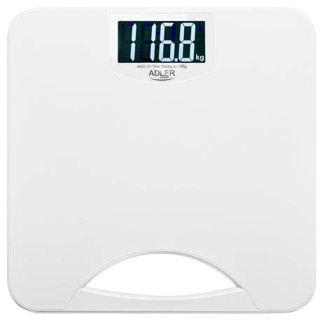 ADLER EUROPE AD 8193W Personenwaage bis 250 kg, digitale Badezimmerwaage mit LCD-Display, 100 g Teilung, ABS-Gehäuse, rutschfeste Füße