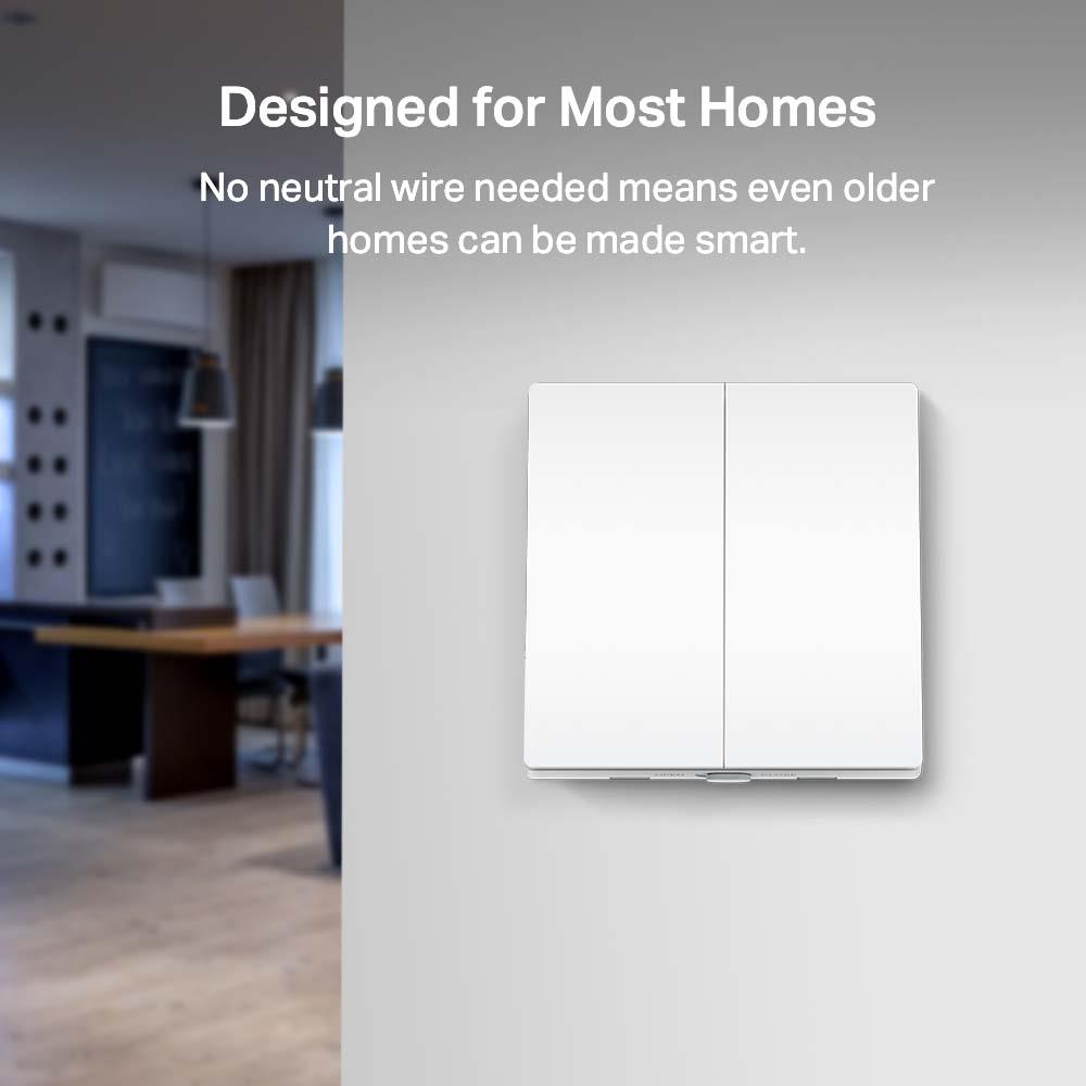TP-Link Tapo S220 – Smarter Lichtschalter (2-fach), ohne extra Stromanschluss