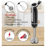 Camry CR 4621 Stabmixer Mini Set 2in1 Schneebesen 600 Watt Handmixer Edelstahl schwarz
