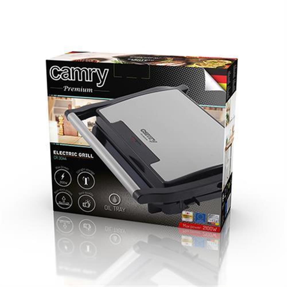 Camry CR 3044 Elektrogrill 2100W Tischgrill Kompakter Kontaktgrill schwarz