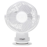 Adler AD 7335 Akku Ventilator mit LED Licht und Drehfunktion Weiß
