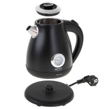 Camry CR 1344b Retro Wasserkocher mit Thermometer, 1,7 L Edelstahl Wasserkocher mit analoger Temperaturanzeige, 360° Basis, Kalkfilter, Teekocher für Tee, Kaffee, Schwarz