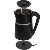 Adler AD 1355 Wasserkocher 1,7 Liter elektrischer Wasserkocher mit Doppelwand-Gehäuse, Edelstahl-Innenraum, 360° Basis, abnehmbarem Deckel, Trockenlaufschutz schwarz