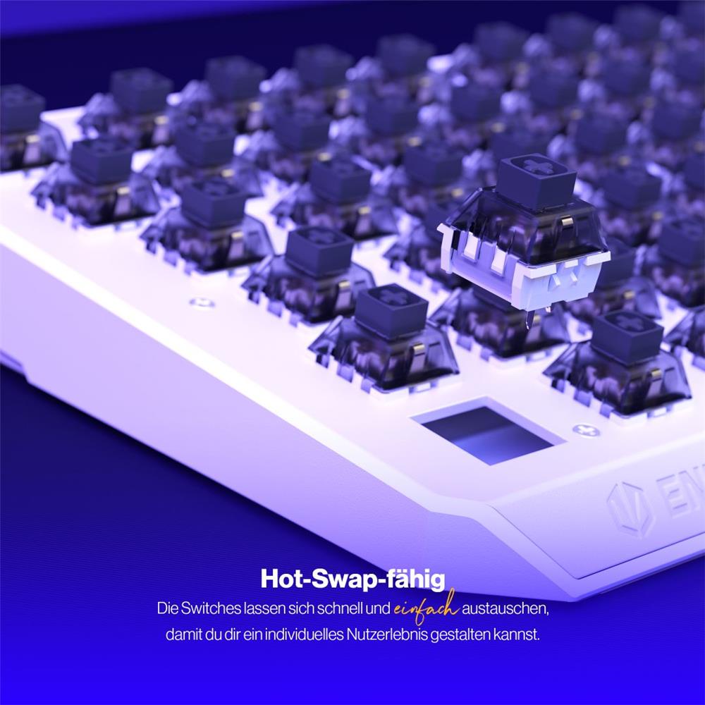 ENDORFY Thock 75% Wireless DE Kailh Box Black Onyx White Pudding, Tastatur, Weiß, DE-Layout, Kabellos, Beleuchtet