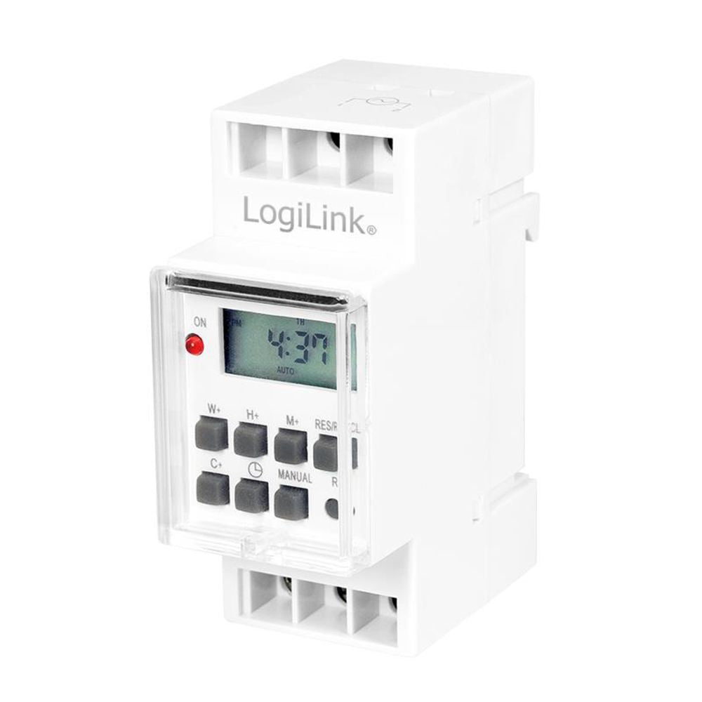 LogiLink Digitale Zeitschaltuhr zur Hutschienenmontage mit Timer und LCD