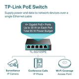 TP-Link TL-SG105PE 5-Port-Gigabit-Easy-Smart-Switch mit 4 PoE+-Ports Metallgehäuse Schwarz