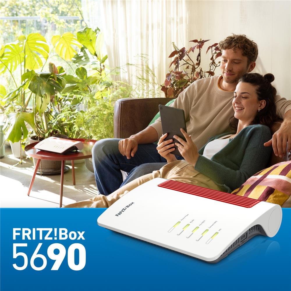 FRITZ!Box 5690 Glasfaser Router AON GPON Anschluss Highspeed mit Wi-Fi 7 Glasfaseranschluss