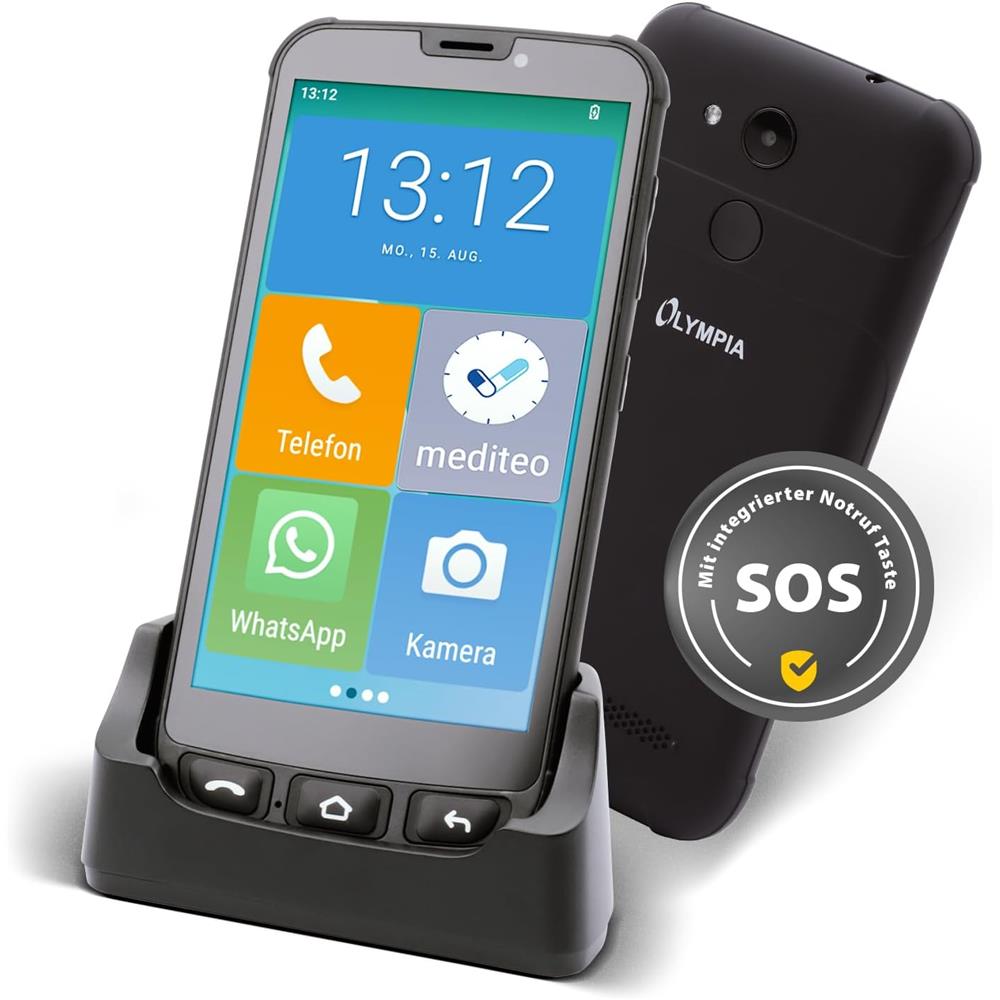 Olympia NEO Mini+ Seniorenhandy 5" Smartphone Notruftaste Whatsapp Android 15 4G LTE Dual SIM