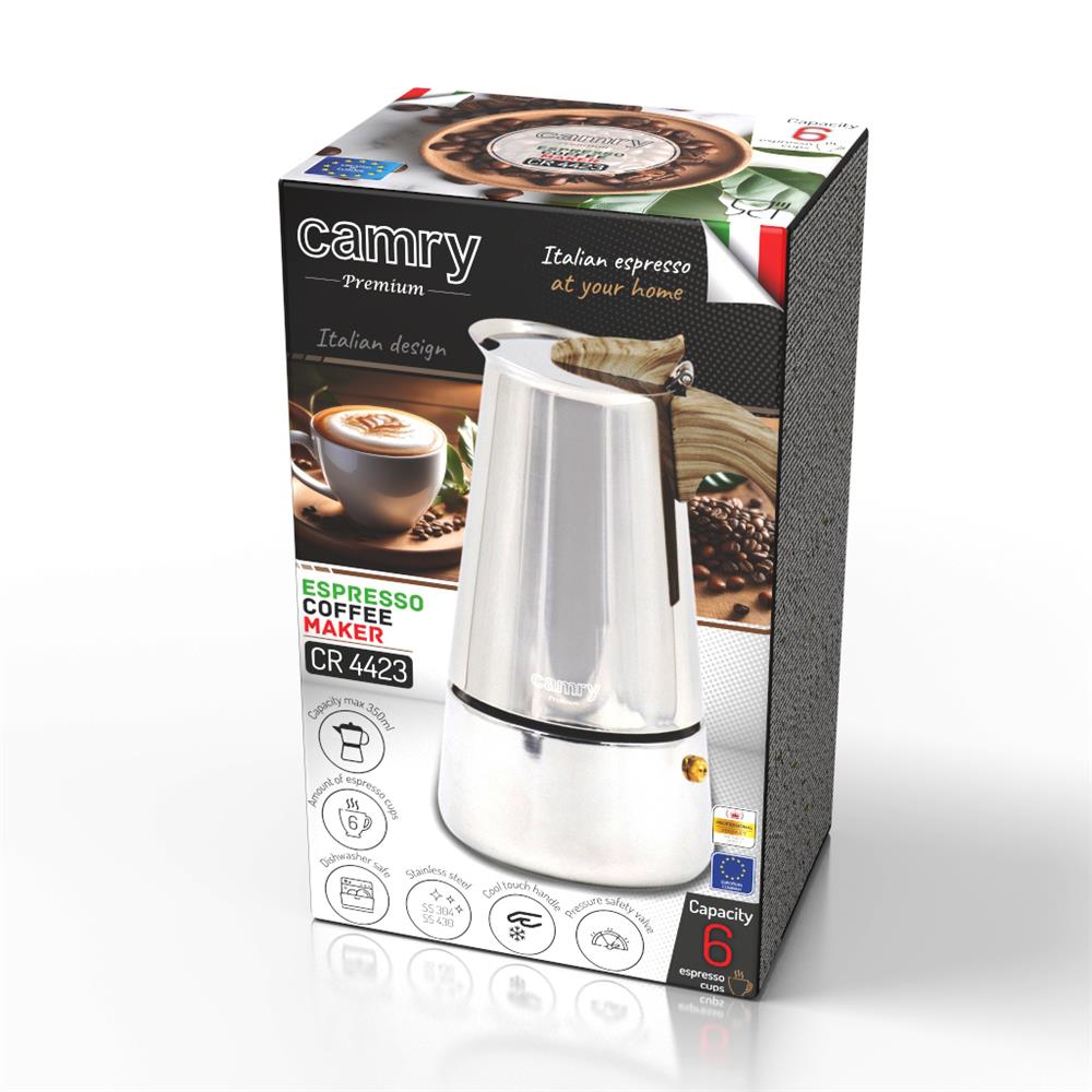 Camry CR 4423 Kaffeekanne Silber Espresso Edelstahl 0,35 L spülmaschinenfest