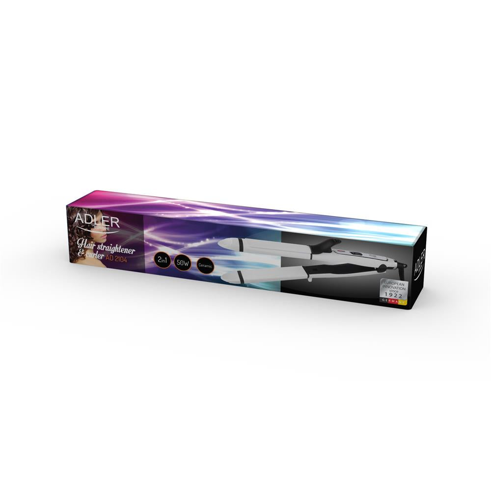 Adler 2in1 Glätteisen / Lockenstab AD 2104 Haarglätter 50W weiß