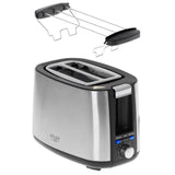 Adler AD 3214 Toaster in Silber, 900W, mit 7 Bräunungsstufen, Brötchenaufsatz und Krümelschublade