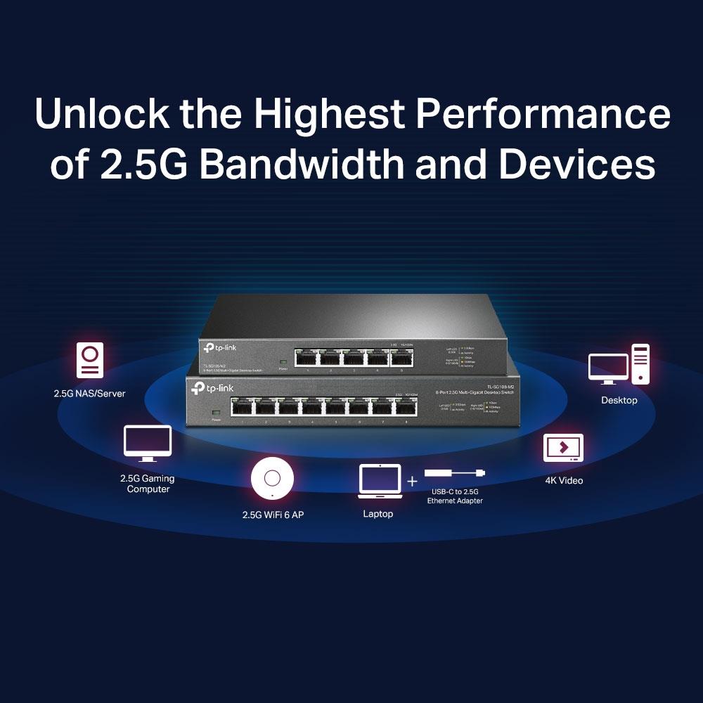 TP-Link TL-SG108-M2 8 Port 2.5G Switch Multi Gigabit Desktop lüfterlos