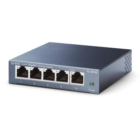 TP-Link TL-SG105 5-Port Gigabit Desktop Netzwerk Switch unmanaged lüfterlos blau metallic