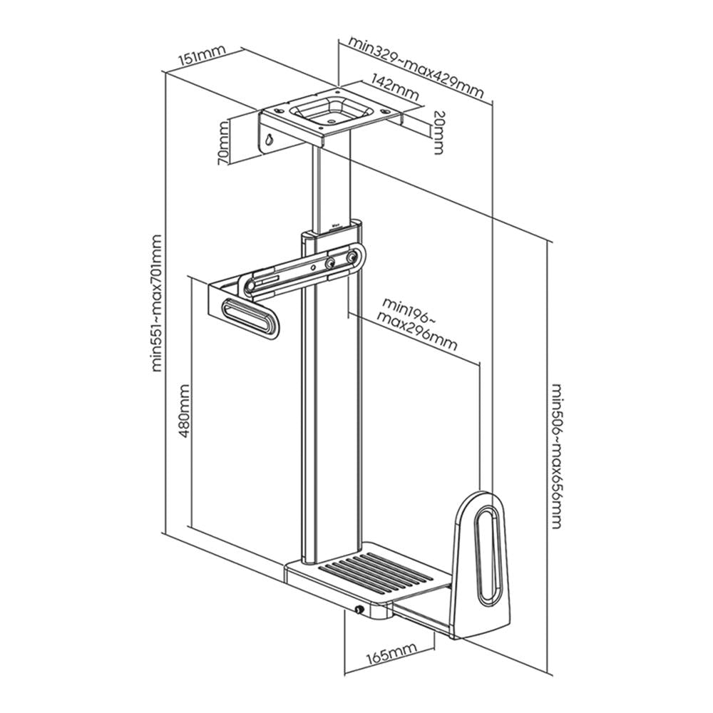 LogiLink PC-Tower-Halterung bis 20 kg, einstellbar, Untertisch-/Wandmontage, Schwarz
