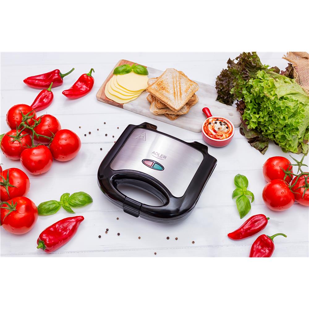 Adler Sandwichmaker AD 3015 Sandwichtoaster Edelstahl Schwarz Design