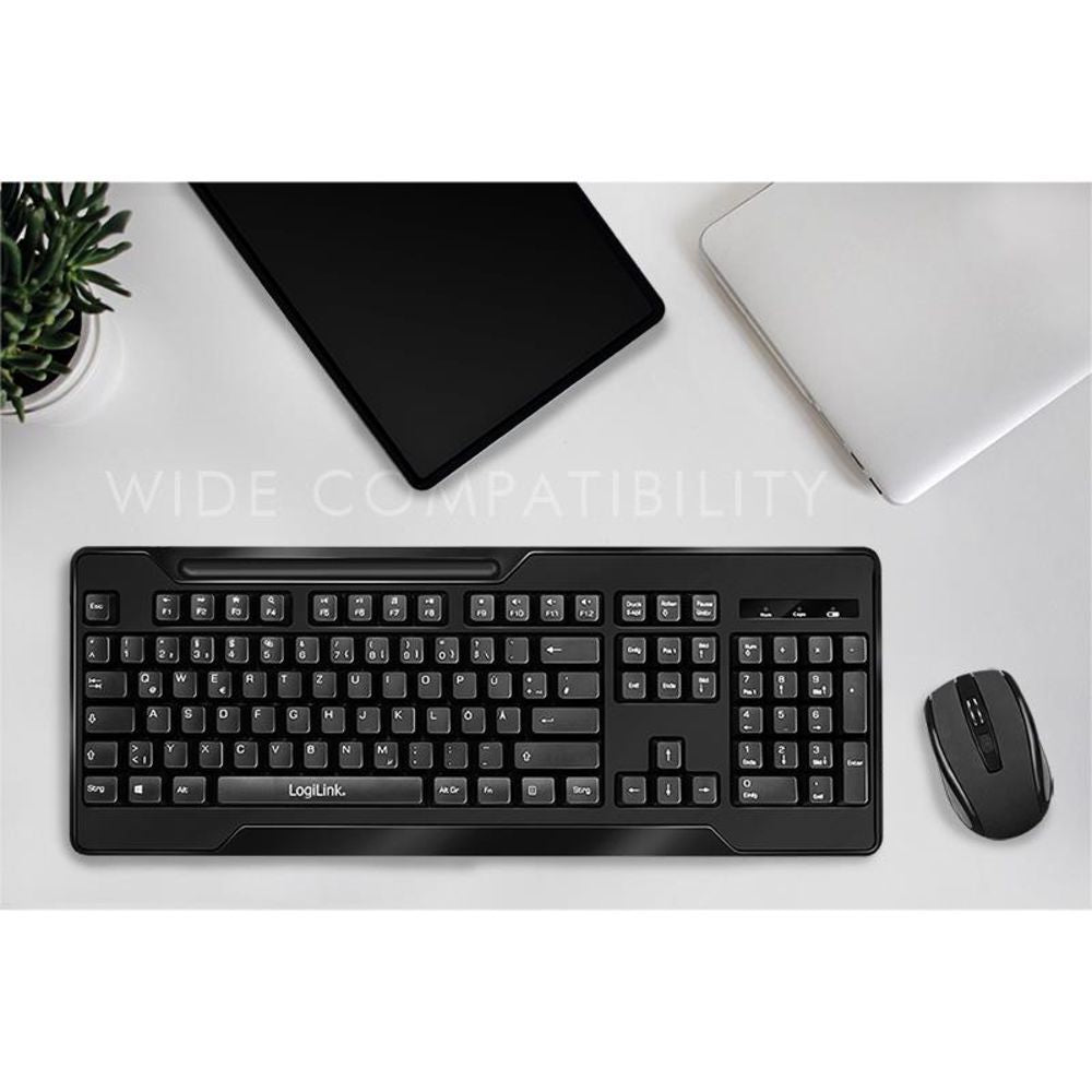 LogiLink 2,4 GHz Funk Tastatur-Maus-Set 1000dpi Schwarz kabellos