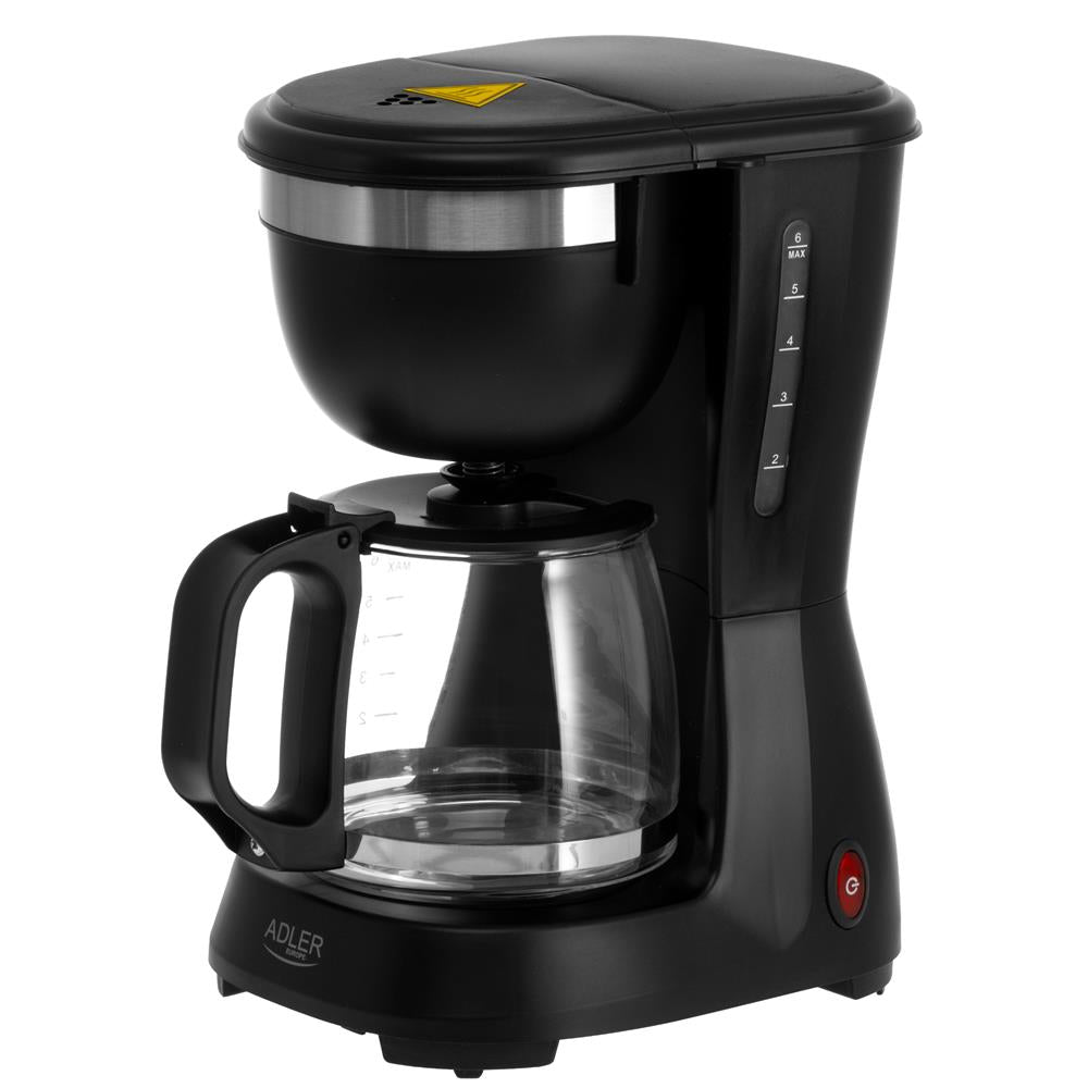 Adler AD 4381 Filterkaffeemaschine mit Glaskanne, 0,6 L, 600 W, Schwarz