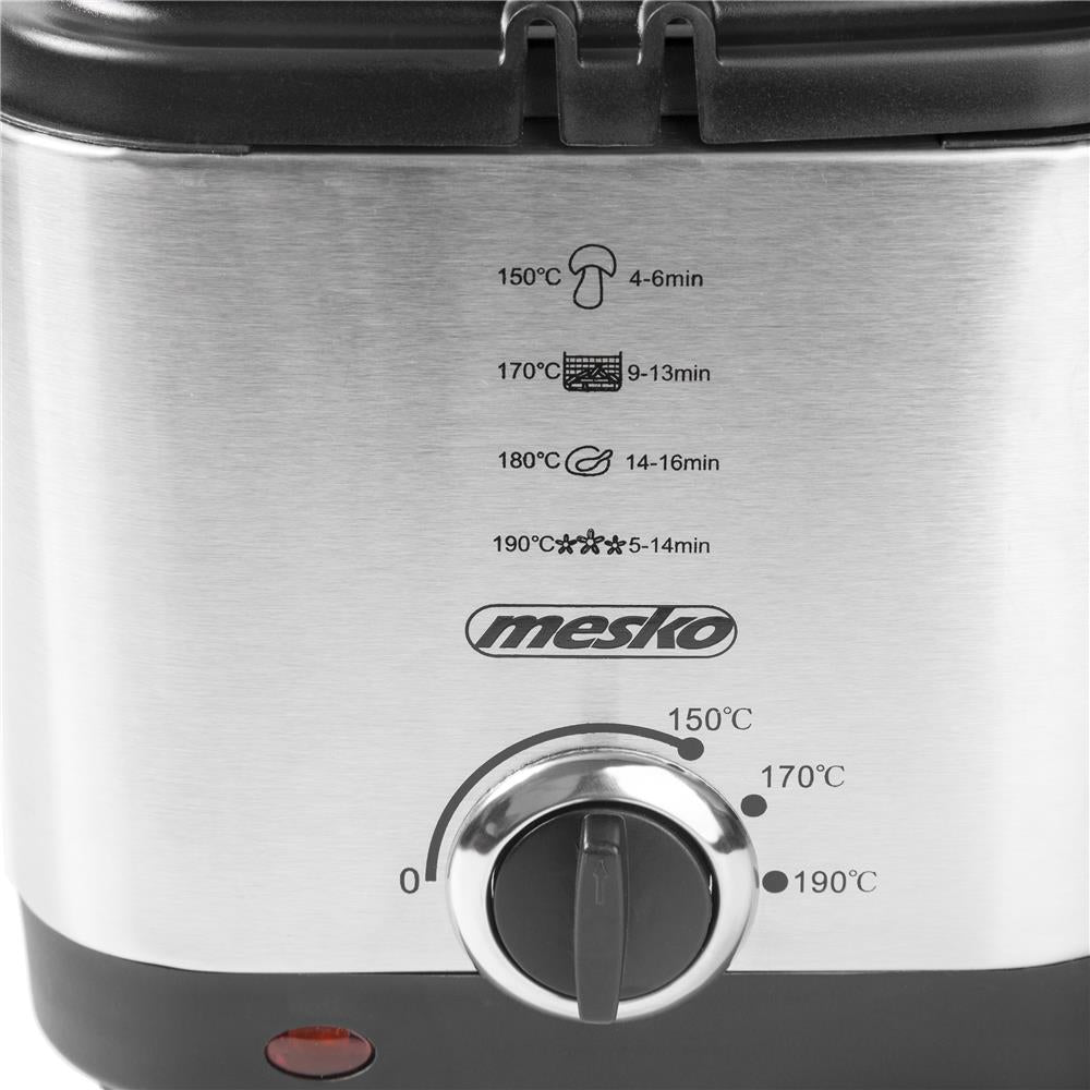 Mesko MS 4910 kleine Fritteuse, 1,5 Liter Fassungsvermögen, 900 Watt, Silber