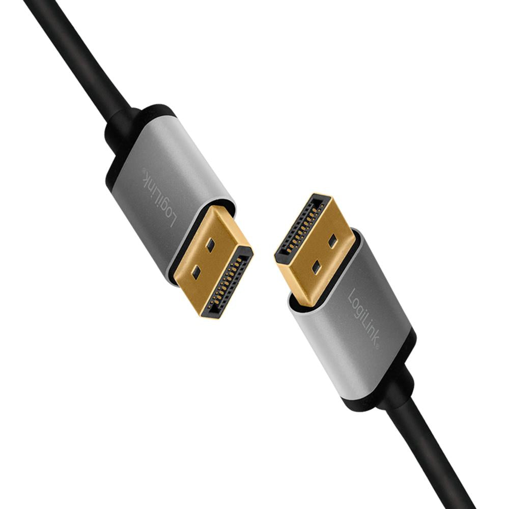 LogiLink DisplayPort-Kabel, DP/M zu DP/M, 4K/60 Hz, Alu, schwarz/grau, 5 m