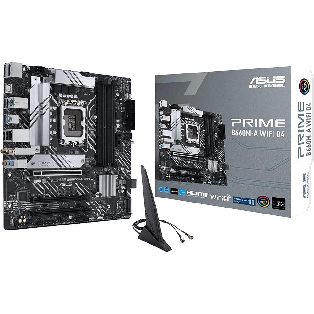 ASUS PRIME B660M-A WIFI D4 Gaming Mainboard Sockel Intel LGA 1700 mATX DDR4 PCIe 4.0 M.2 WiFi 6