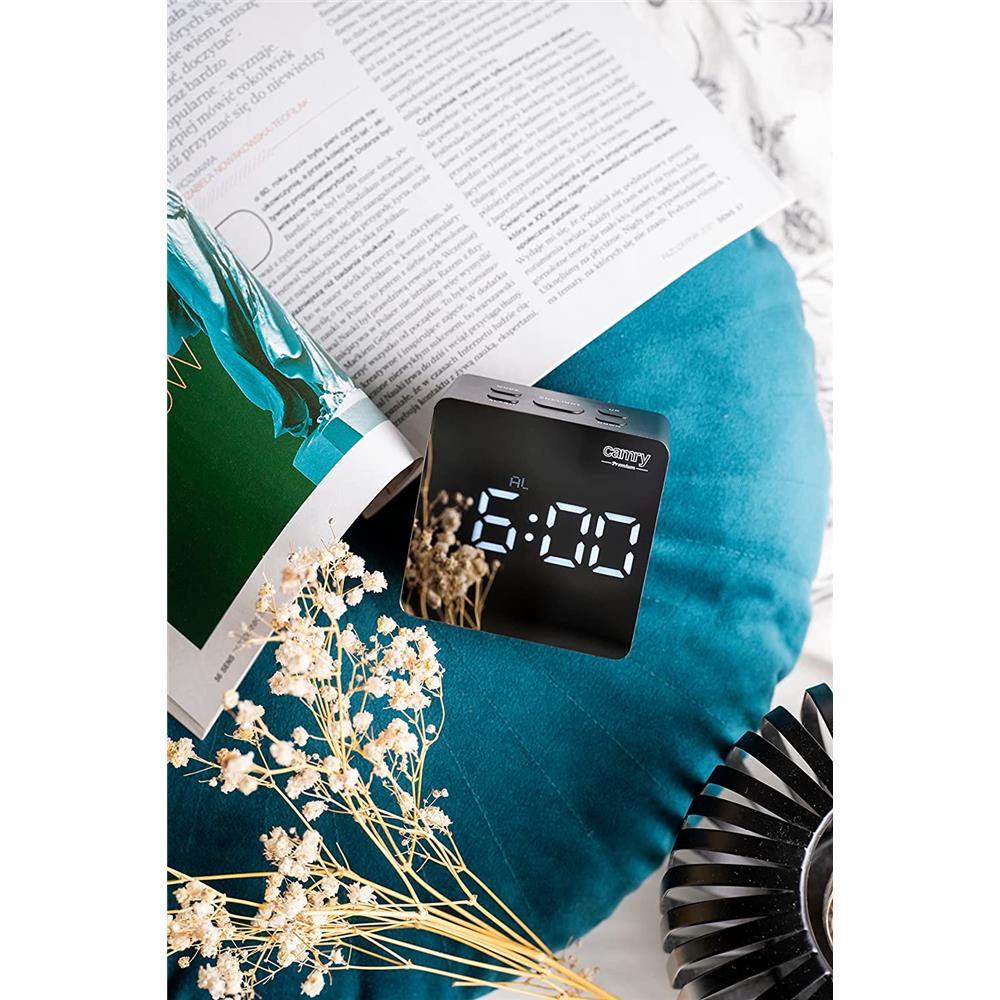 Camry Wecker CR 1150b digital schwarz LED Anzeige beleuchtet Datum Uhr Temperatur USB Batterie Thermometer