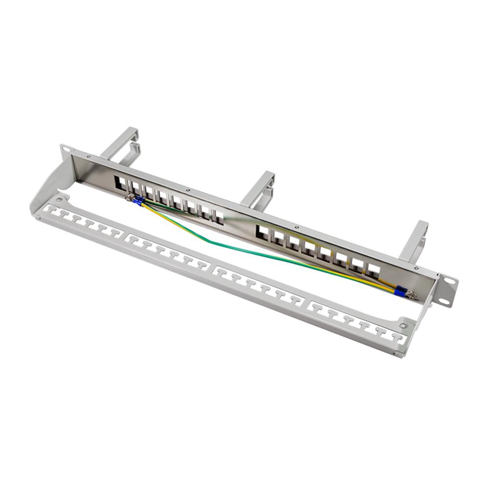 LogiLink 19" Keystone Panel 16-Port – Geschirmt, mit Kabelmanagement-Bügeln