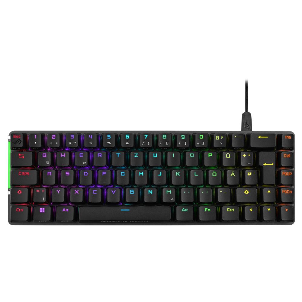 ASUS ROG Falchion Ace BLK RGB Gaming Tastatur, schwarz, Deutsches Layout, 65% Formfaktor Touch-Panel