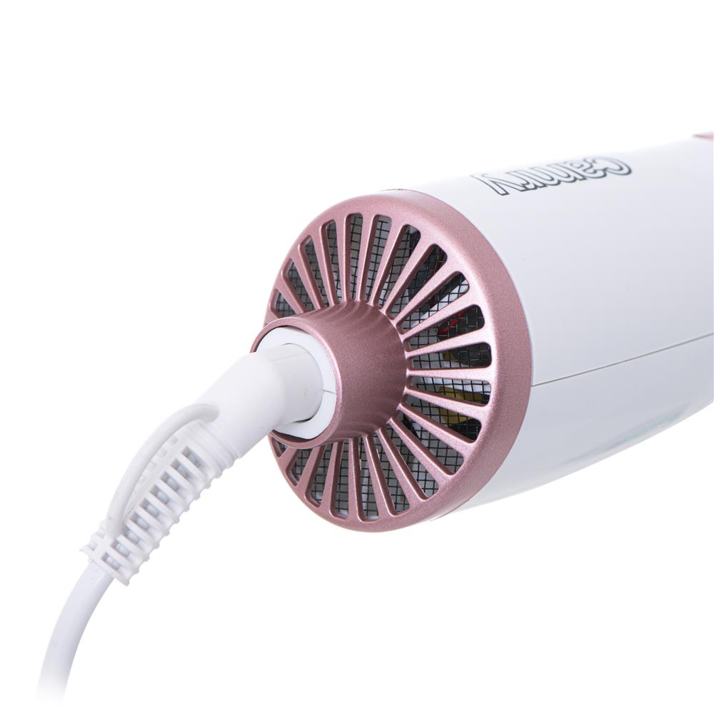 Camry CR 2021 Warmluft-Lockenbürste 1000 W Weiß Rosa 3 Heizstufen Lockenstabtrockner Rundbürste