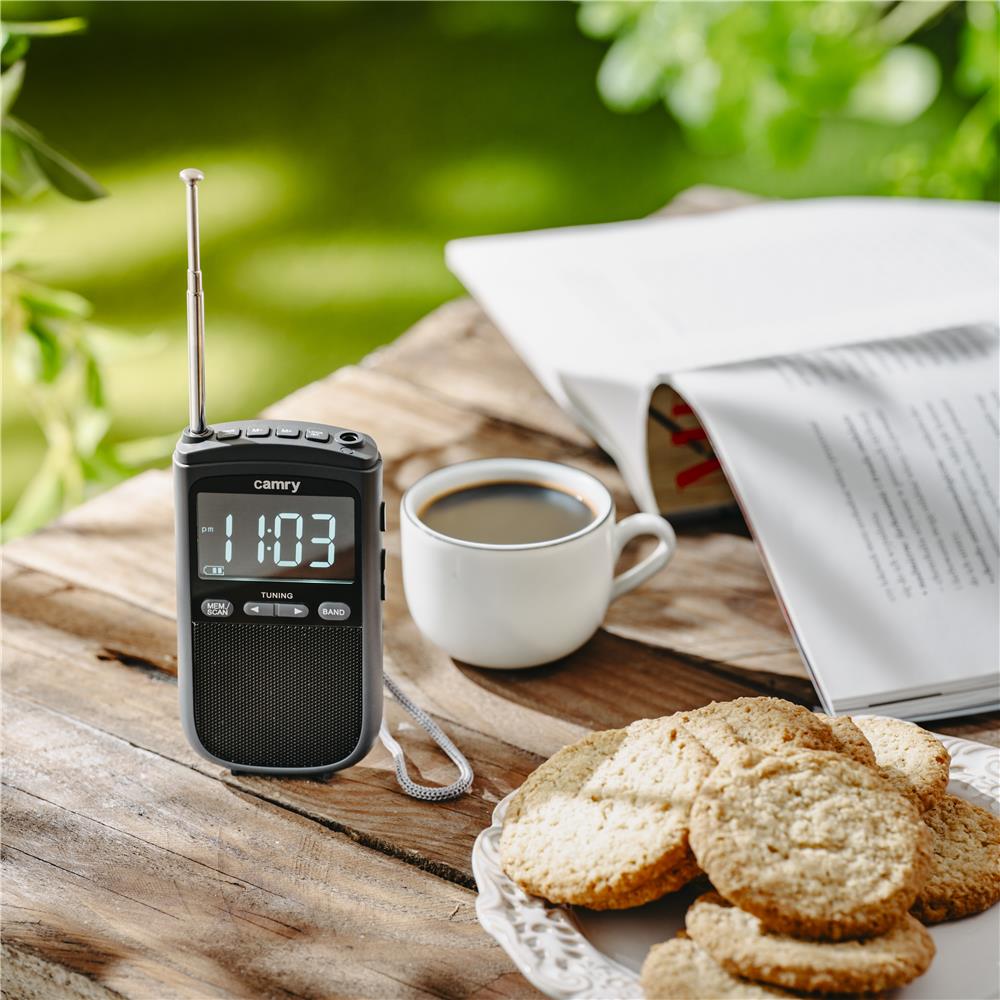 Camry CR 1905 Tragbares Mini Radio USB Taschenradio mit Akku Radiowecker schwarz