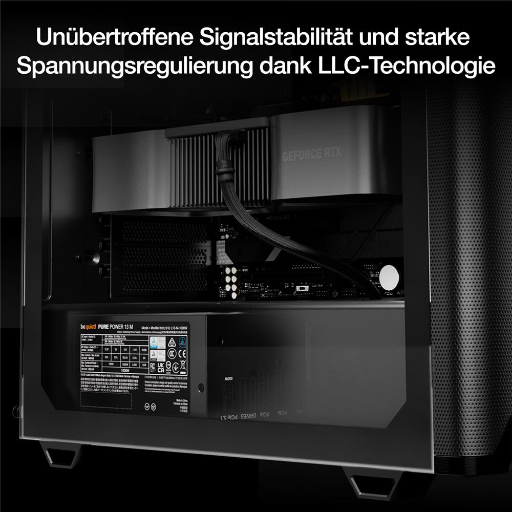 be quiet! Pure Power 13 M 1000W Netzteil 80 PLUS® Gold Effizienz ATX 3.1-Netzteil für PCIe 5.1 GPUs 120mm Lüfter