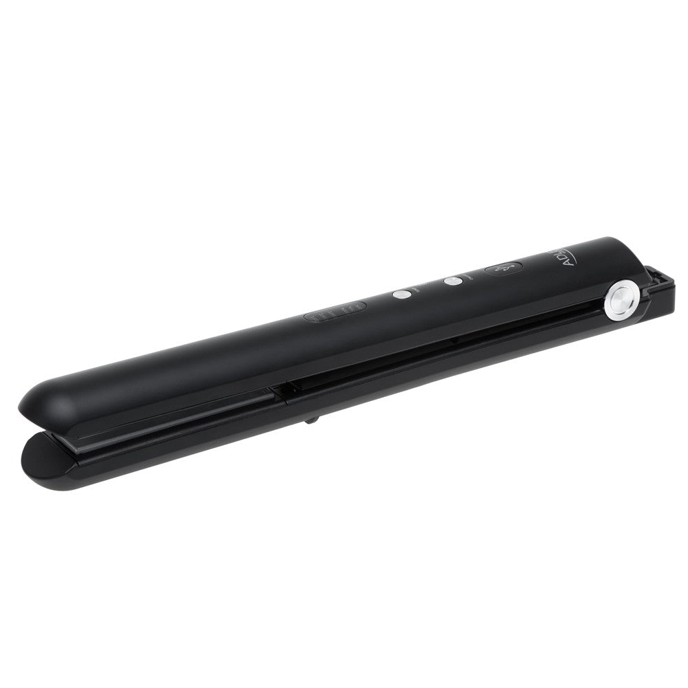 Adler AD 2327b Akku Glätteisen kabellos, USB-C Reise-Haarglätter mit Keramikplatten, LED-Display, 3 Temperaturstufen, Aufbewahrungsbeutel, Schwarz