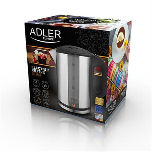 Adler AD 1216 Wasserkocher, 1,7 Liter, 2200 Watt, aus Metall mit drehbarem Sockel