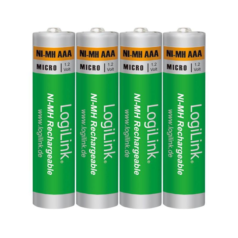 LogiLink wiederaufladbare AAA NiMH-Akkus Micro 1.2V 1000 mAh 4er Pack