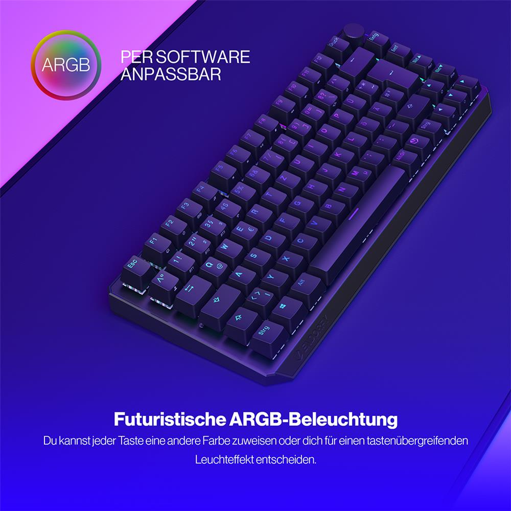 ENDORFY Thock 75 Prozent Wireless Tastatur DE Layout Kailh Box Red Schwarz